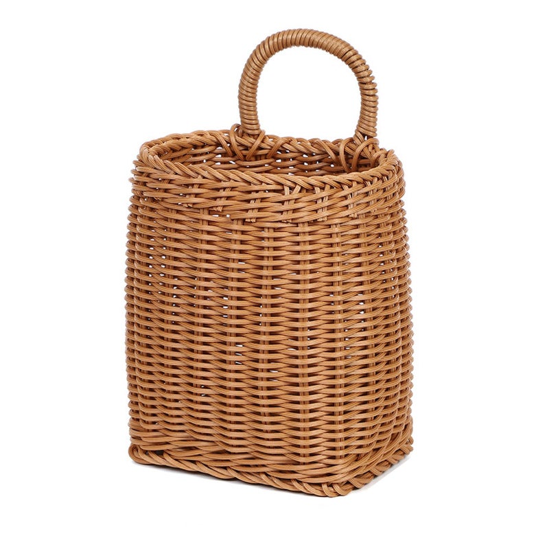 JWTIFOA Hanging Wall Basket Plastic Woven Front Door Basket, Decorative Door Baskets for Flowers Plants, Hanging Wicker Basket for Kitchenware Farmhouse - Image 1