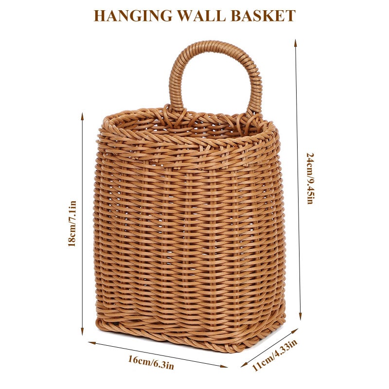 JWTIFOA Hanging Wall Basket Plastic Woven Front Door Basket, Decorative Door Baskets for Flowers Plants, Hanging Wicker Basket for Kitchenware Farmhouse - Image 2