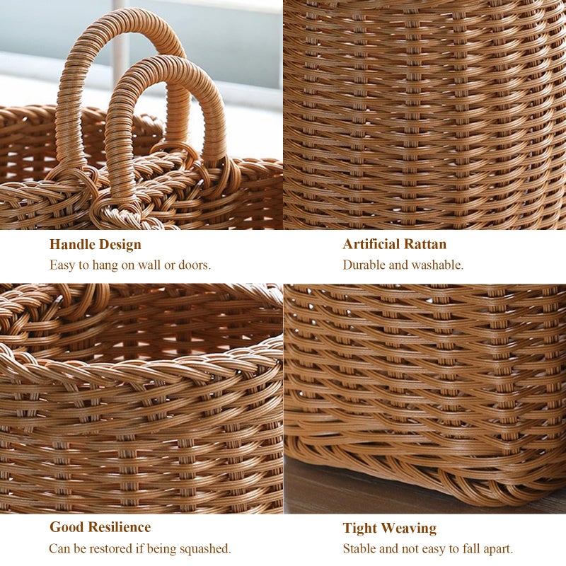 JWTIFOA Hanging Wall Basket Plastic Woven Front Door Basket, Decorative Door Baskets for Flowers Plants, Hanging Wicker Basket for Kitchenware Farmhouse - Image 4