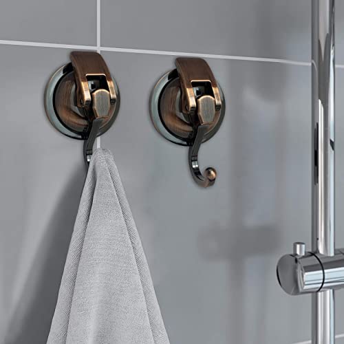 YSSILADI Heavy Duty Vacuum Shower Hooks, Glass Suction Cup Bathroom Robe Hooks - Reusable, No Hole Punched, for Garland Decoration (Gold, 2 Pack) - Image 2