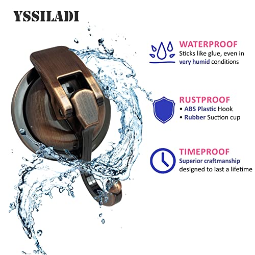 YSSILADI Heavy Duty Vacuum Shower Hooks, Glass Suction Cup Bathroom Robe Hooks - Reusable, No Hole Punched, for Garland Decoration (Gold, 2 Pack) - Image 5