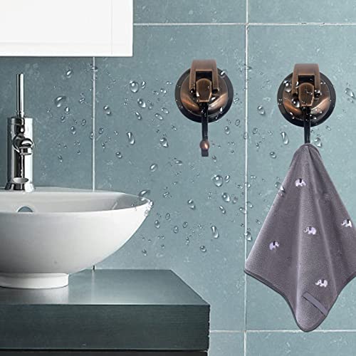 YSSILADI Heavy Duty Vacuum Shower Hooks, Glass Suction Cup Bathroom Robe Hooks - Reusable, No Hole Punched, for Garland Decoration (Gold, 2 Pack) - Image 3