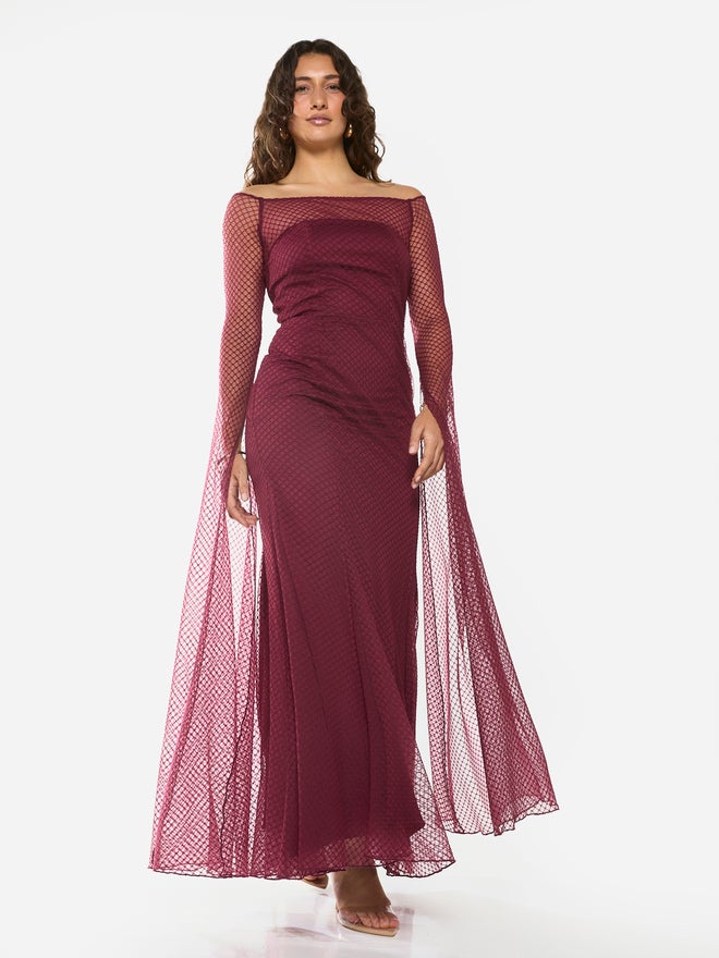 House of Moda Sheer Overlay Off-Shoulder Maxi Dress - Image 2