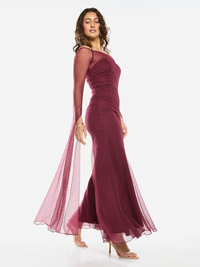House of Moda Sheer Overlay Off-Shoulder Maxi Dress - Image 4