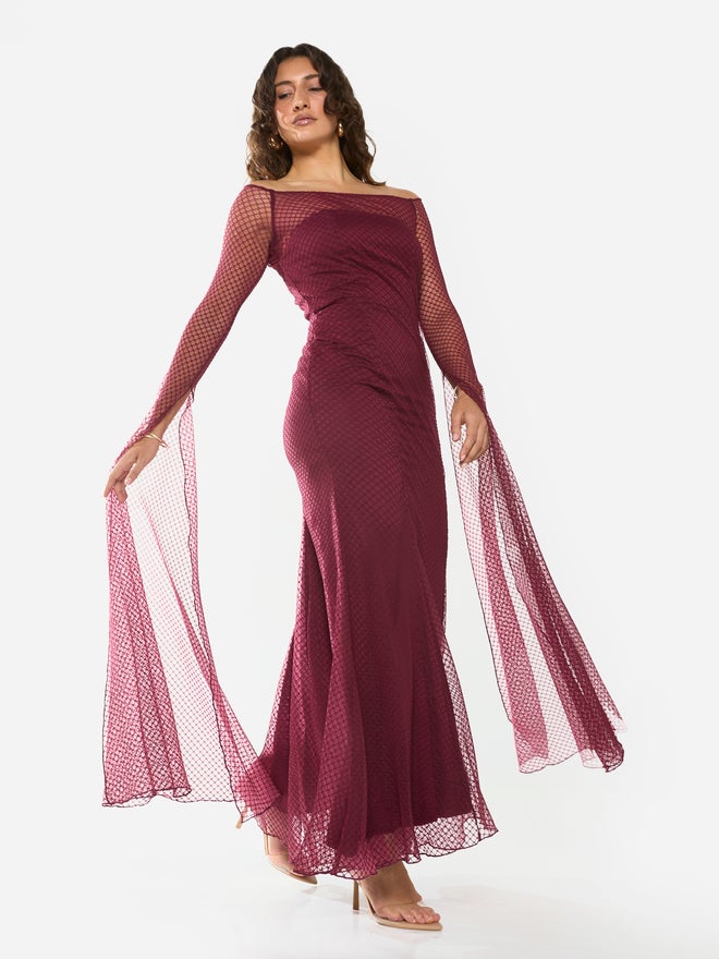 House of Moda Sheer Overlay Off-Shoulder Maxi Dress - Image 5