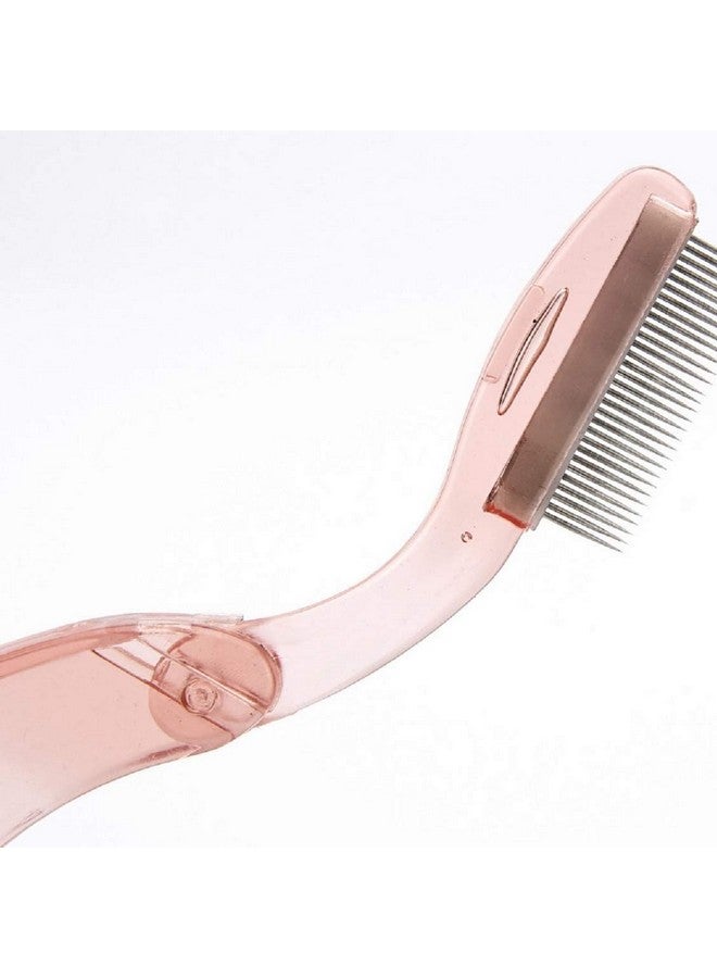 YABINA Folding Eyelash Comb 2 Pcs Eyebrow Metal Teeth Professional Tool For Define Lash & Brow (Pink Handle) - Image 2