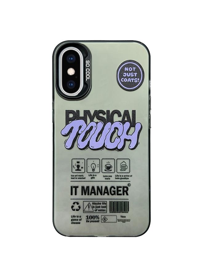 اس-توب جراب لهاتف iPhone XS / X، جراب هاتف مزدوج الجوانب غير لامع، ملصق إنجليزي - Image 1