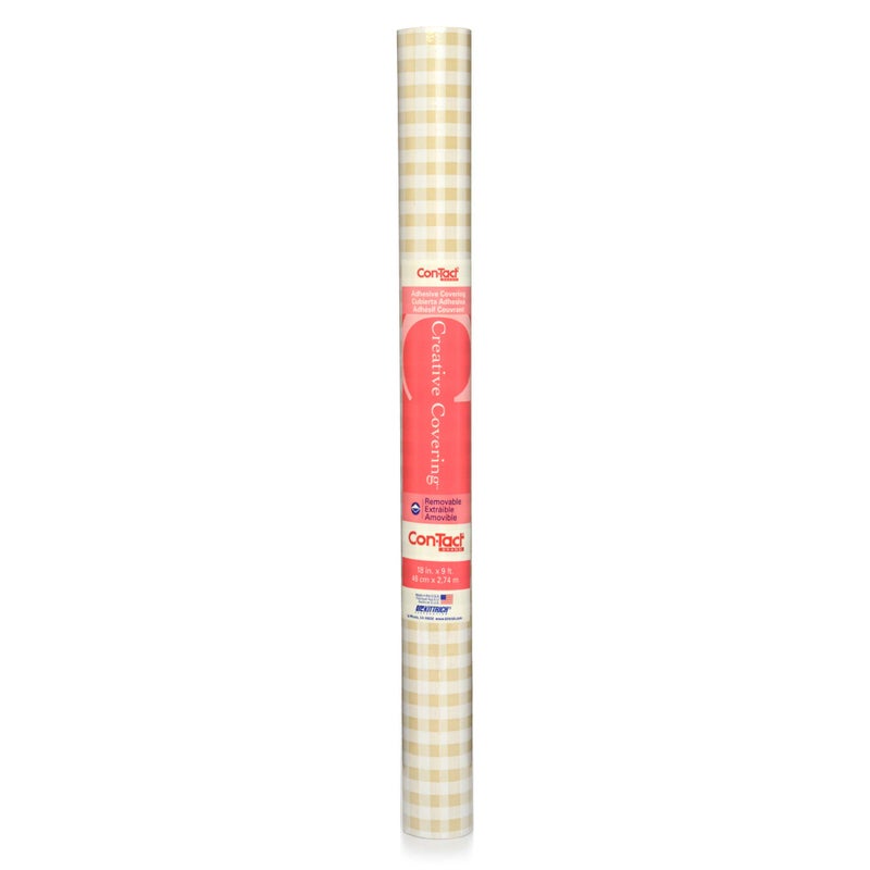 ConTact Brand Creative Covering SelfAdhesive Shelf and Drawer Liner 18Inches by 9Feet Khaki Plaid