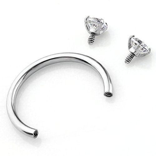 PiercingJ 2-6pcs 16G Clear Cubic Zirconia Stainless Steel Horseshoe Hoop Multi-functional Captive Ring for Nose Daith Lip Eyebrow Nipple Ear Cartilage Helix Septum - Image 2