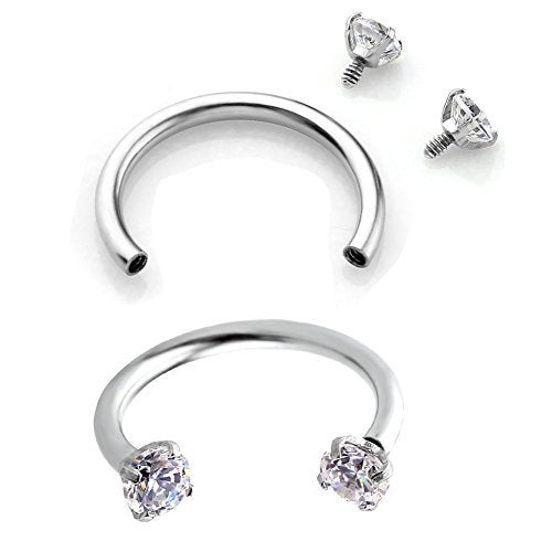 PiercingJ 2-6pcs 16G Clear Cubic Zirconia Stainless Steel Horseshoe Hoop Multi-functional Captive Ring for Nose Daith Lip Eyebrow Nipple Ear Cartilage Helix Septum - Image 1