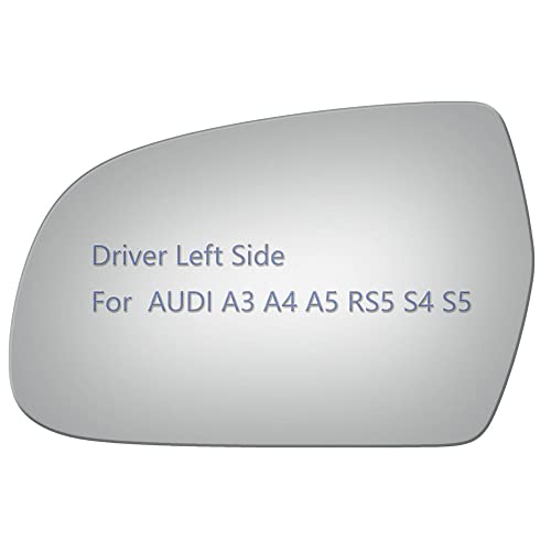 JZSUPER Side Mirror Glass fit for Audi A3 A4 A5 Quattro RS5 S4 S5 Driver Left Side LH Flat Including Adhesive 20102017 - Image 1