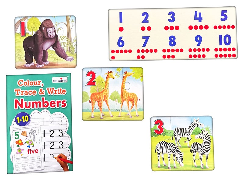 Creative's Creatives Count & Learn Numbers | Educational Puzzles Game for Kids | 10 Self-Correcting Puzzles with Colour, Trace & Write Book | Learn Counting, Numerals & Writing Numbers | Ages 3+ - Image 4