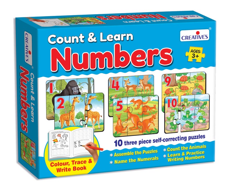 Creative's Creatives Count & Learn Numbers | Educational Puzzles Game for Kids | 10 Self-Correcting Puzzles with Colour, Trace & Write Book | Learn Counting, Numerals & Writing Numbers | Ages 3+ - Image 5