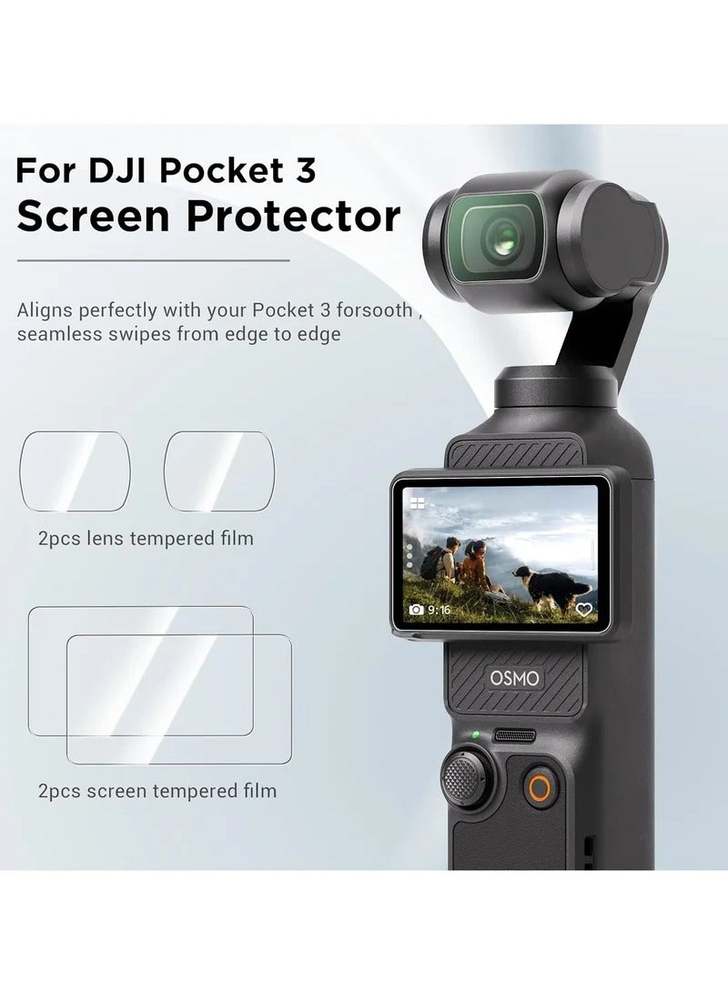 Lens & Screen Protector for DJI Osmo Pocket 3 Screen Protector [2+2 Pieces] Tempered Glass Easy Installation - Image 5