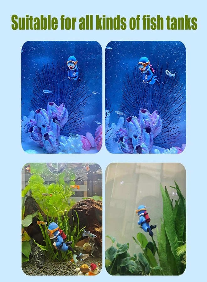 Wonfly 2-Pack Tank Decorations, Cute Little Diver, Aquarium Decoration Accessories Ornaments with Float Ball, Playmate for Tank Suitable for All Kinds of Fish and Tanks (Blue) - Image 5