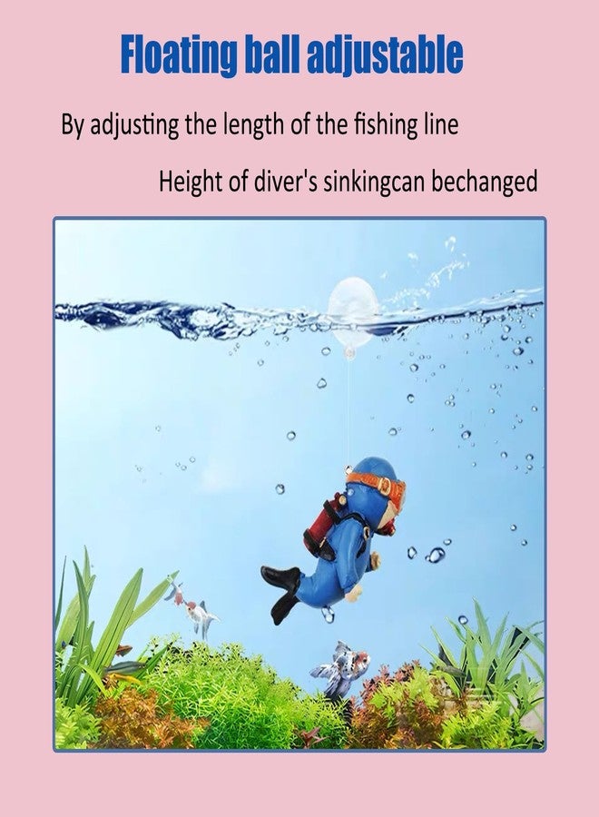 Wonfly 2-Pack Tank Decorations, Cute Little Diver, Aquarium Decoration Accessories Ornaments with Float Ball, Playmate for Tank Suitable for All Kinds of Fish and Tanks (Blue) - Image 3