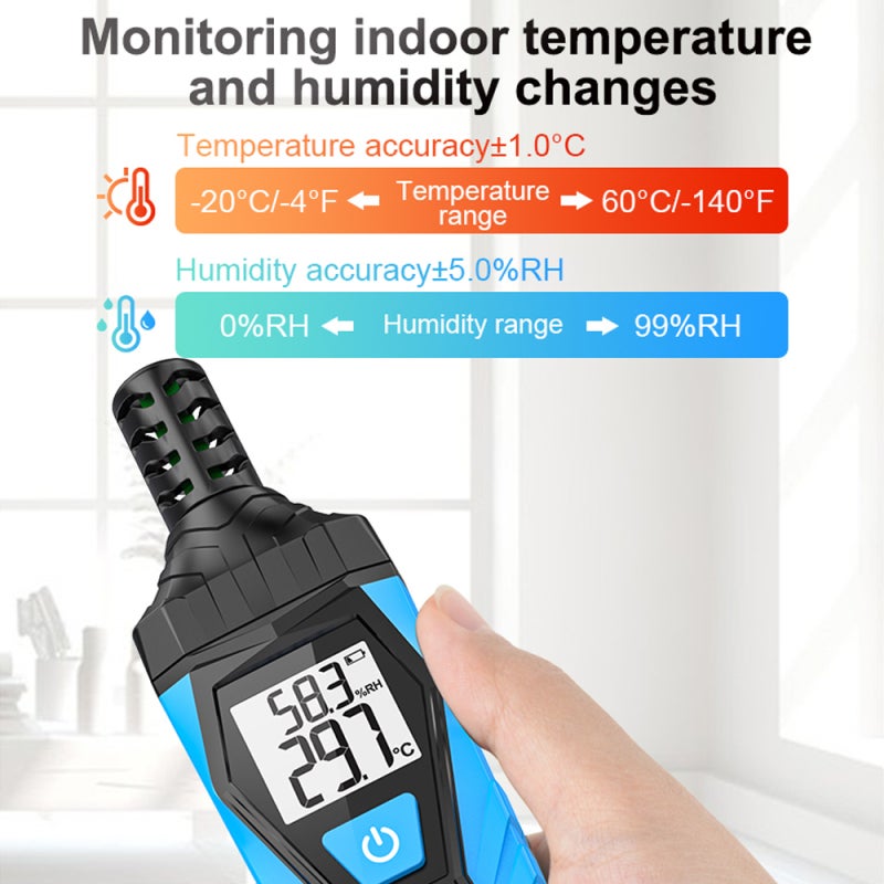MESTEK Handheld Digital LCD Display Temperature and Humidity Monitoring Meter Multifunctional Hygrothermograph ℃ and ℉ Switchable - Image 4
