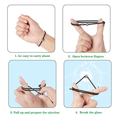 CYDZSW 2Pcs Glass Window Breaker Bracelet,Car Emergency Window Breakers and Seatbelt Cutter,Spring Loaded Glass Breaker Tools,Car Escape Tool (2Pcs) - Image 3