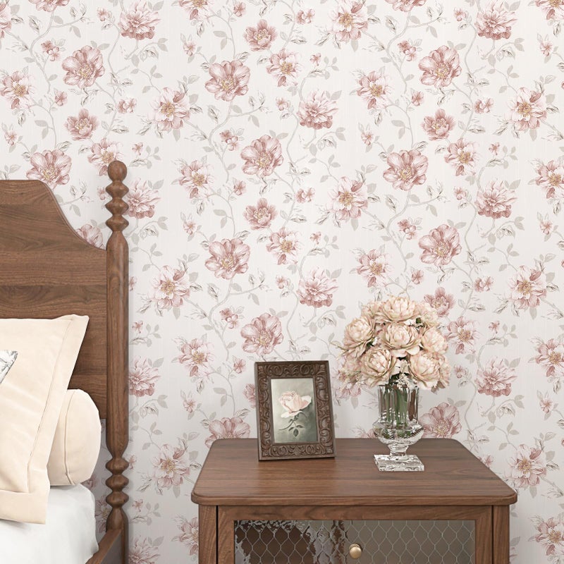 WESTICK Pink Rose Floral Peel and Stick Wallpaper Vintage Pink Floral Contact Paper Self Adhesive Removable Neutral Flower Wallpaper for Accent Walls Bedroom Bathroom Nursery Cabinets 17.5"x100" - Image 2