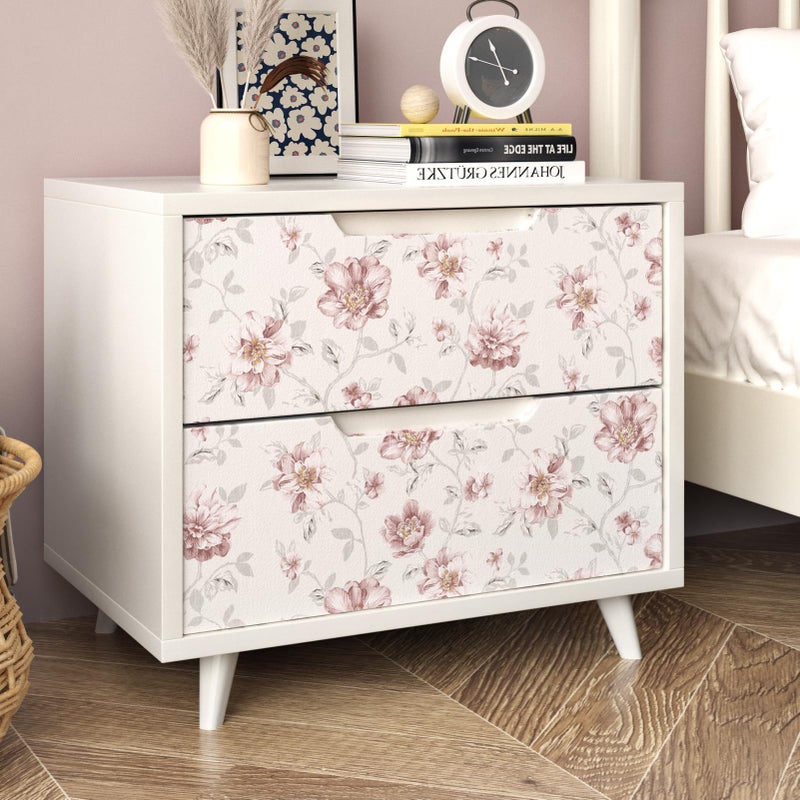 WESTICK Pink Rose Floral Peel and Stick Wallpaper Vintage Pink Floral Contact Paper Self Adhesive Removable Neutral Flower Wallpaper for Accent Walls Bedroom Bathroom Nursery Cabinets 17.5"x100" - Image 5