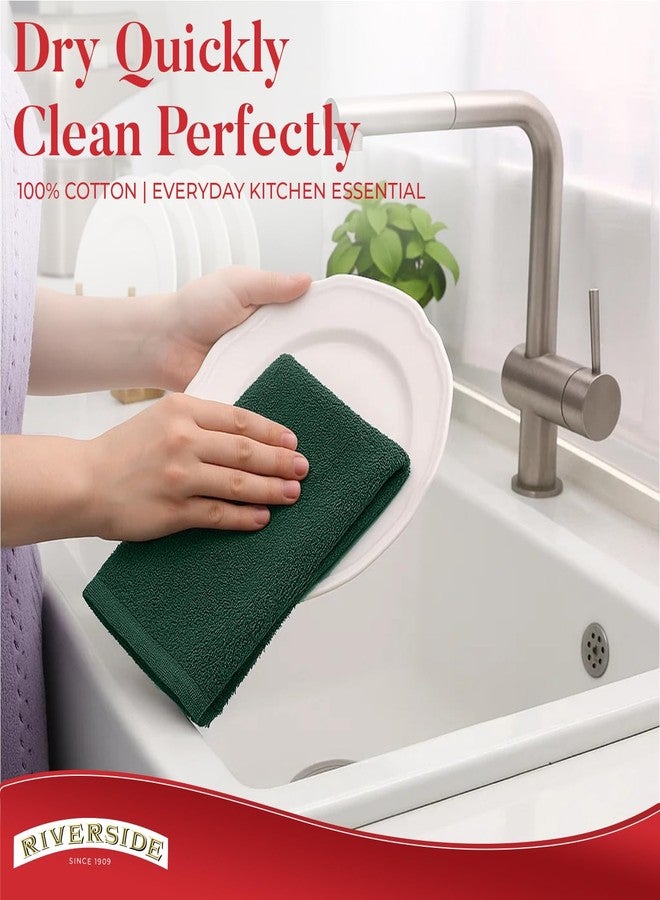 RIVERSIDE Bar Mop Towels Pack of 12, 16x19 Inches, 100% Ring Spun Cotton Terry Cloth Kitchen Towel, Highly Absorbent & Reusable Multipurpose Cleaning Rags for Bathroom, Hotel, Restaurant, Hunter Green - Image 5