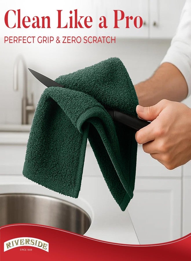 RIVERSIDE Bar Mop Towels Pack of 12, 16x19 Inches, 100% Ring Spun Cotton Terry Cloth Kitchen Towel, Highly Absorbent & Reusable Multipurpose Cleaning Rags for Bathroom, Hotel, Restaurant, Hunter Green - Image 4