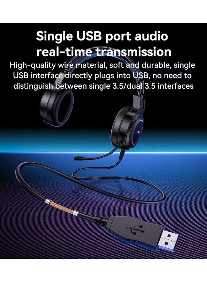 Yesido EK05 Wired RGB Gaming Headset with Noise-Reducing Mic, Stereo Sound, RGB LED Lights, Over-Ear Cushioned Headphones, Adjustable Headband for PC, Laptop, Console, Gaming & Music, Black - Image 5