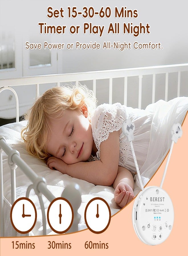 BEREST A10 Baby Lovey Music Box with 10 Soothing White Noise Sounds: Heartbeat, Lullabies, Shushing| Cry Sensor| Timer| Recording| Rechargeable Sleep Soother for Newborns| Plush Toy Insert| Baby Gift - Image 5