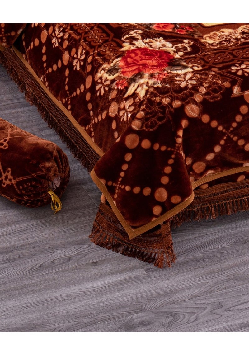 Stargold Blanket Set of 5 Pieces 220 x 240CM 2 Ply Premium Blanket With Bedspread Pillowcase And Neck Roll  - Image 4