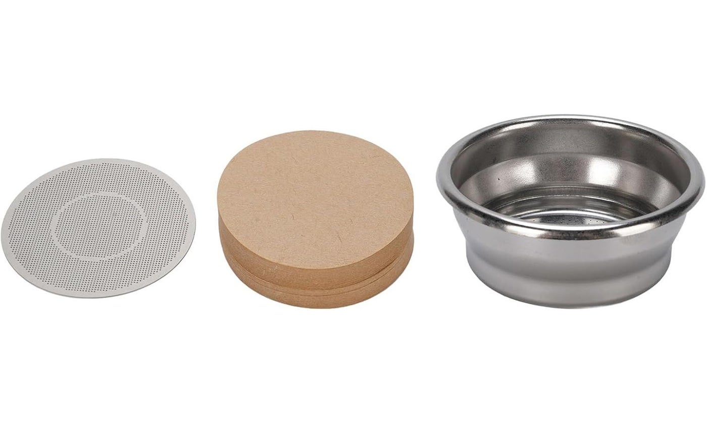 54mm Stainless Steel Portafilter Filter Basket Replacement 2 Cup With Puck Screen And Coffee Paper Filters For Espresso Machine