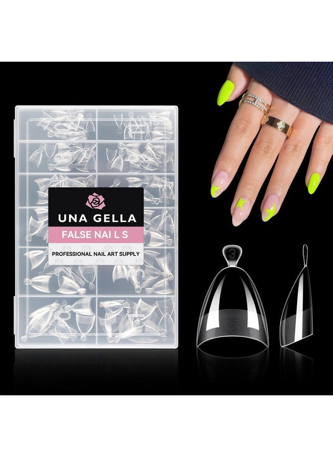 UNA GELLA - UNA GELLA Extra Short Almond Nail Tips Half Cover - Soft Gel Short Almond Shape Nail Tips Matte 216pcs Clear Gelly Almond Gel x Tips for Saving Nail Extension DIY Nail Art, Self-handle 12Sizes - Image 1