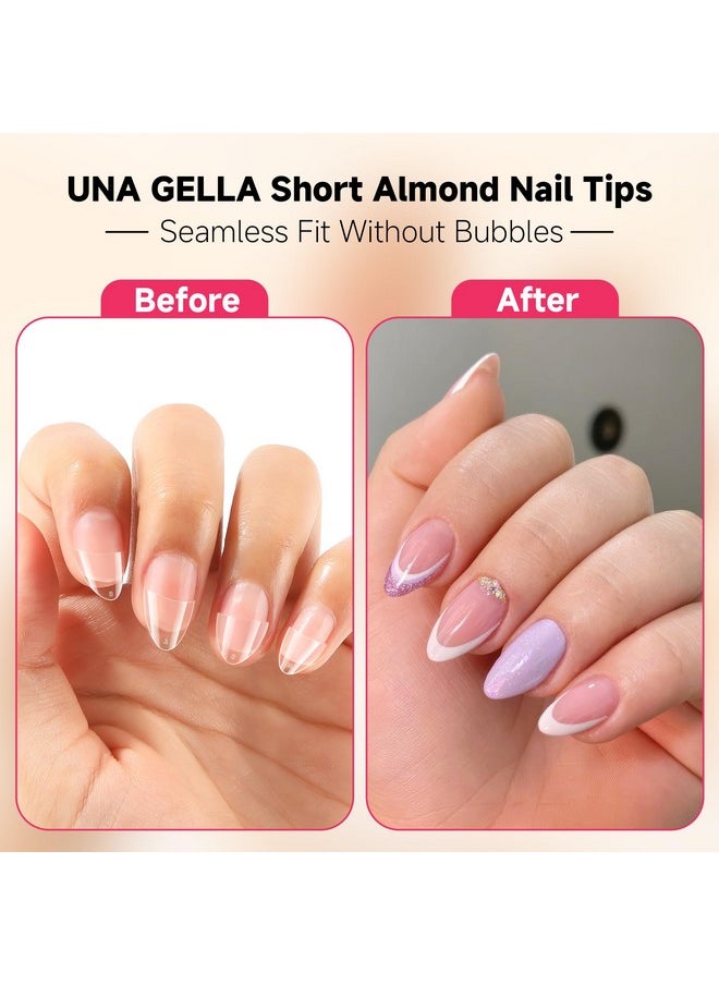 UNA GELLA - UNA GELLA Extra Short Almond Nail Tips Half Cover - Soft Gel Short Almond Shape Nail Tips Matte 216pcs Clear Gelly Almond Gel x Tips for Saving Nail Extension DIY Nail Art, Self-handle 12Sizes - Image 1
