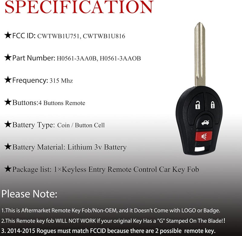 MechanMagic Key Fob Remote Replacement for Nissan and Infiniti Models - Image 4
