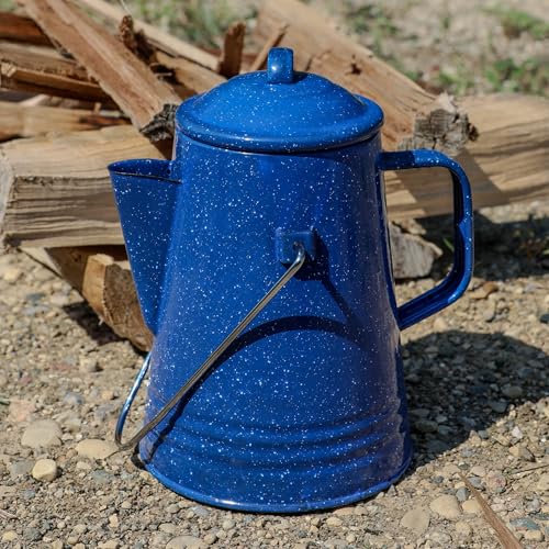Grip Coffee Percolator (Blue) - Durable Glazed Enamel Steel - Prepare Coffee Over the Fire - Camping, Hiking, Backpacking, Fishing, Hunting - (8 Cups) - Image 4