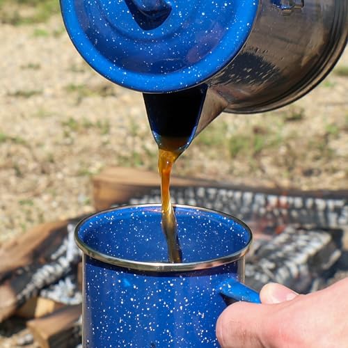Grip Coffee Percolator (Blue) - Durable Glazed Enamel Steel - Prepare Coffee Over the Fire - Camping, Hiking, Backpacking, Fishing, Hunting - (8 Cups) - Image 5