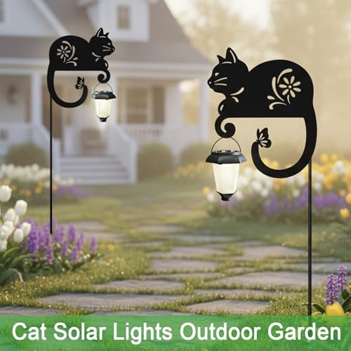 Hokfirm Cat Solar Lights Outdoor,Metal Black Cat Yard Decorations Outside for Garden Decor Stake,Solar Lights for Pathway,Women Gifts - Image 4
