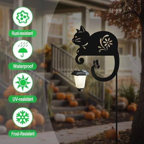 Hokfirm Cat Solar Lights Outdoor,Metal Black Cat Yard Decorations Outside for Garden Decor Stake,Solar Lights for Pathway,Women Gifts - Image 3