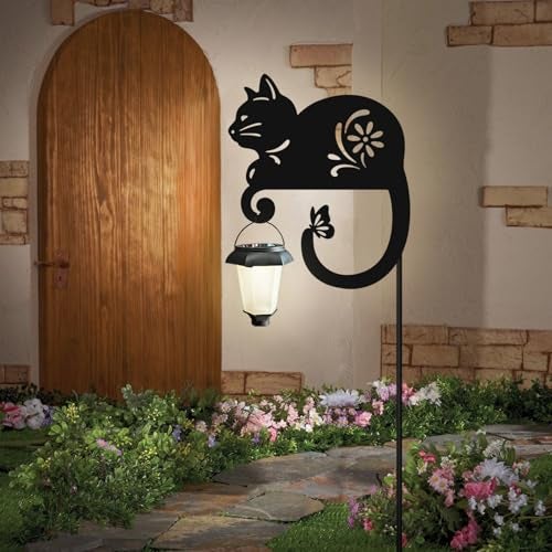 Hokfirm Cat Solar Lights Outdoor,Metal Black Cat Yard Decorations Outside for Garden Decor Stake,Solar Lights for Pathway,Women Gifts - Image 1