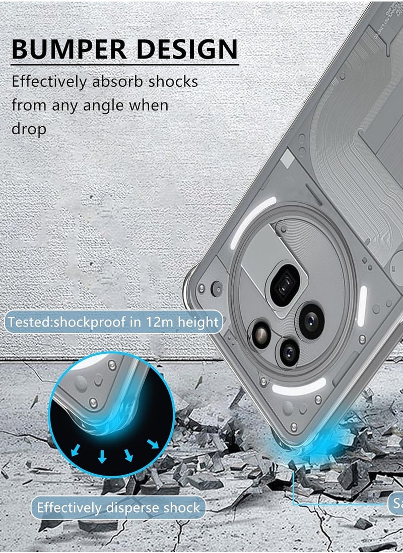 ELTRAZONE Nothing Phone 3a Pro Case Cover Soft Silicone Anti Yellowing Clear Case with 2-Pack Nothing Phone 3a Pro Screen Protector Tempered Glass Film High Transparency Anti-Scratch Glass For Nothing Phone 3a Pro - Image 3