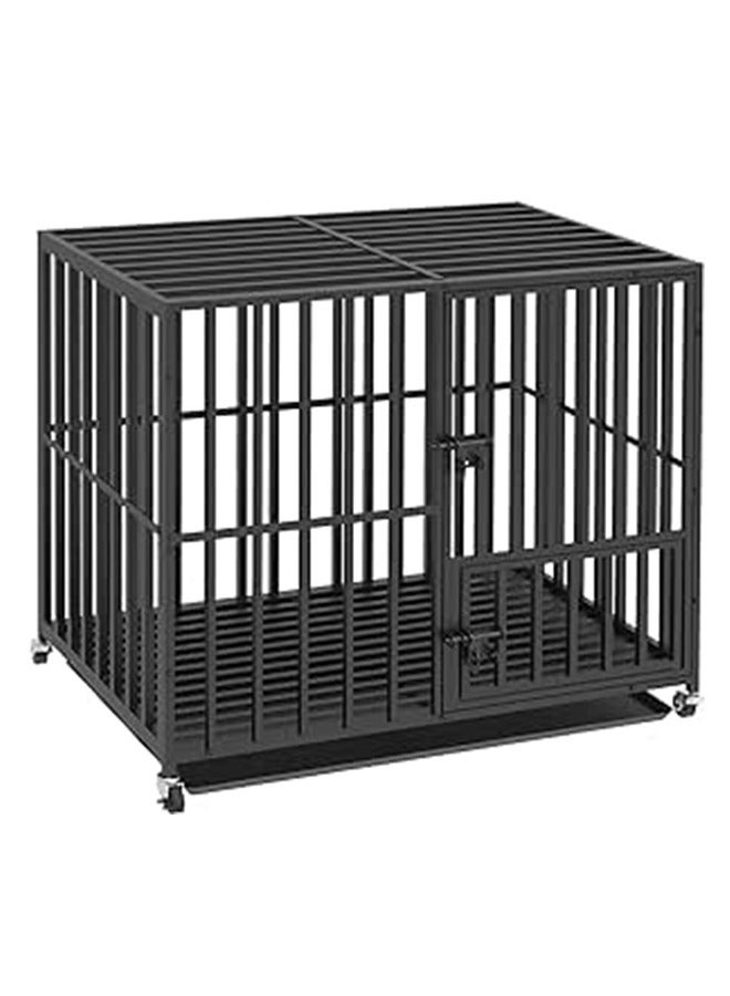 ويسفور قفص للكلاب شديد التحمل مقاس 46 بوصة، قفص كبير جدًا للحيوانات الأليفة على عجلات مع أنبوب مربع مقاوم للتمزق، بيت جرو معدني عسكري مع 2 قفل لمنع الهروب وصينية مقاس XXL - Image 1