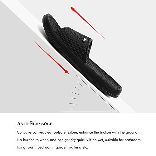 FUNKYMONKEY Womens Bathroom Shower Slippers Indoor Home Beach Non Slip Sandal (6 M US, Black) - Image 4