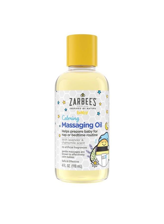 Zarbee's Baby Massage Oil, Calming and Soothing with Lavender and Chamomile to Help Sleep, 4oz Bottle - Image 1