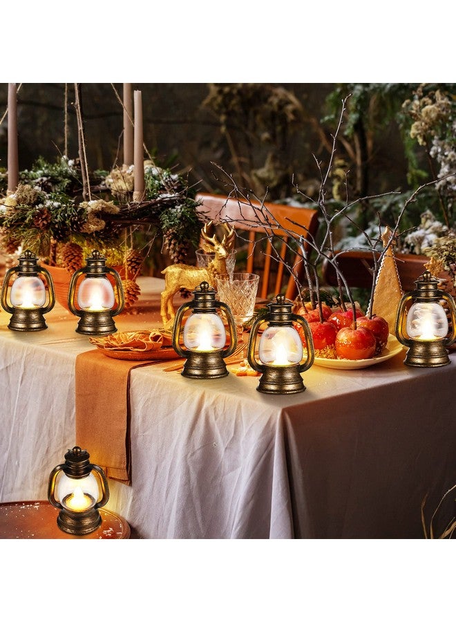 Ferraycle Ferraycle 24 Pcs Mini Lantern Decor Western Lantern Table Centerpiece Small Vintage Camping Hanging Lamp Ornaments Bulk for Cowboy Cowgirl Wedding Halloween Christmas (4 Inch,Retro Gold) - Image 4
