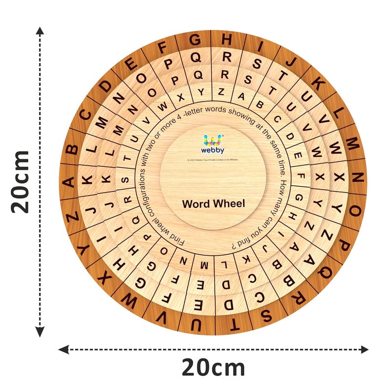 Webby Wooden Word Wheel Puzzle | Spin The Wheel to Construct Words | Captivating Montessari Educational Pre School Word Builder Toy for Kids - Image 5