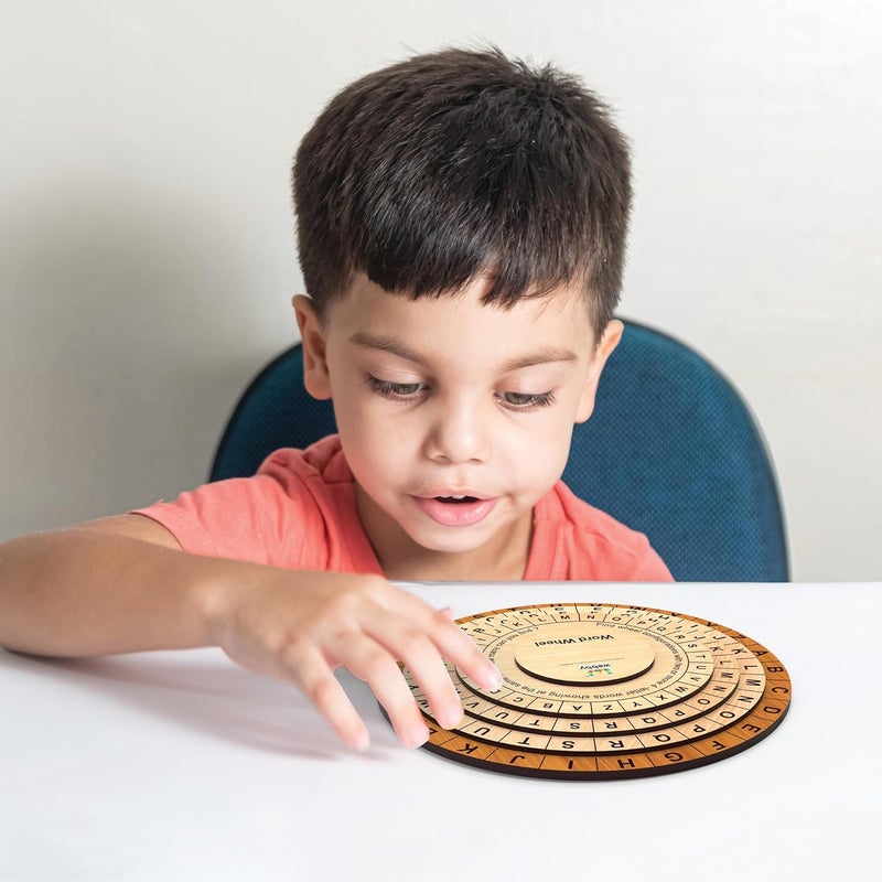 Webby Wooden Word Wheel Puzzle | Spin The Wheel to Construct Words | Captivating Montessari Educational Pre School Word Builder Toy for Kids - Image 4