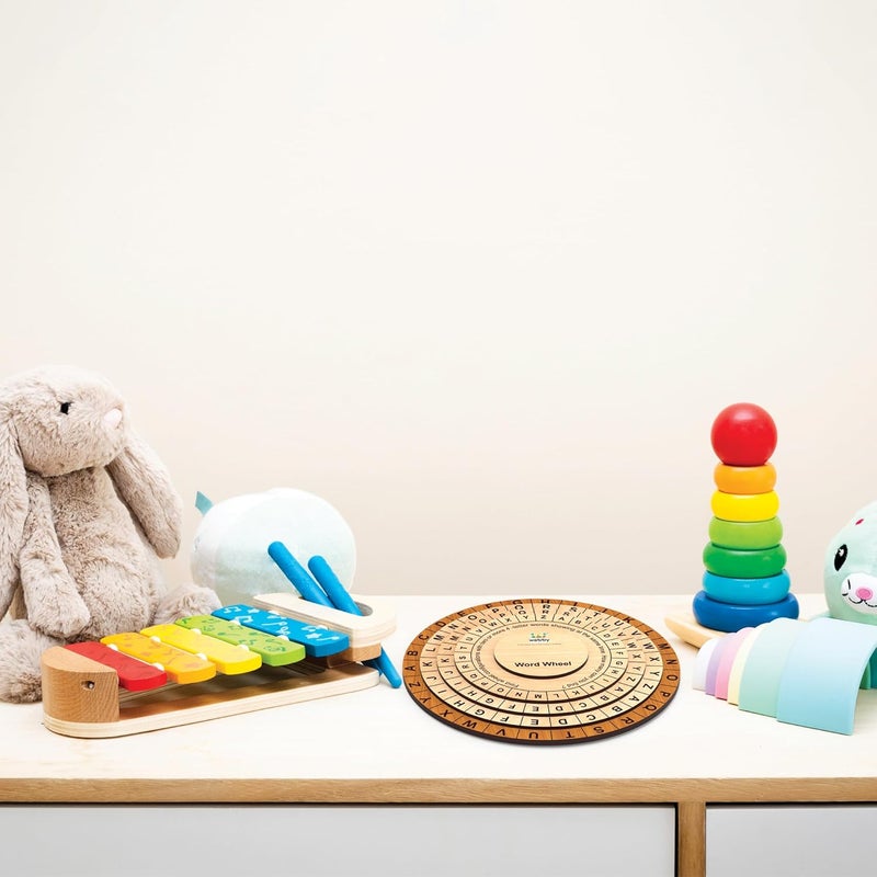 Webby Wooden Word Wheel Puzzle | Spin The Wheel to Construct Words | Captivating Montessari Educational Pre School Word Builder Toy for Kids - Image 3