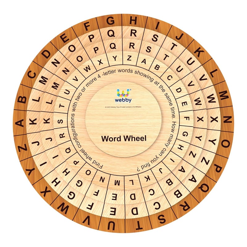 Webby Wooden Word Wheel Puzzle | Spin The Wheel to Construct Words | Captivating Montessari Educational Pre School Word Builder Toy for Kids - Image 1