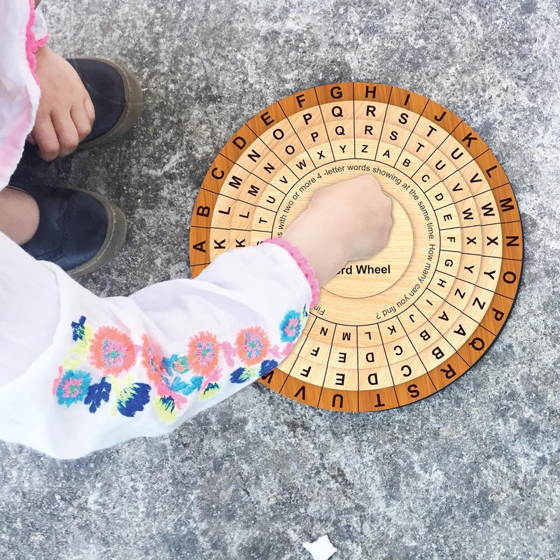 Webby Wooden Word Wheel Puzzle | Spin The Wheel to Construct Words | Captivating Montessari Educational Pre School Word Builder Toy for Kids - Image 2