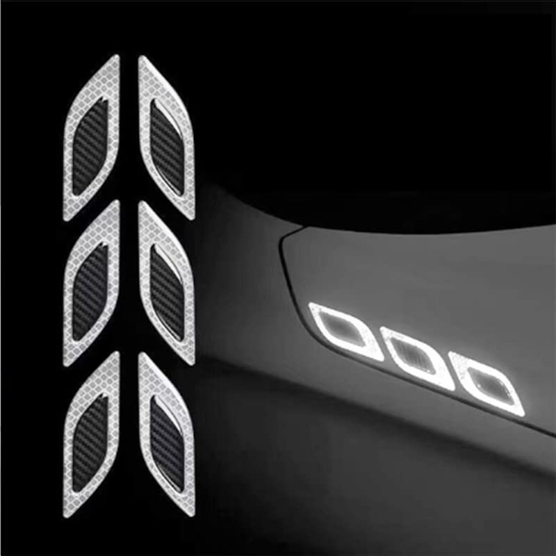 US1984 Vinyl 3D Strong Reflective Self Adhesive for Metal for Car Fender Hood Bumper High-Intensity Night Visibility Reflective Decal Safety Warning Universal Anti-Scratch (White) 10 cm - Image 1