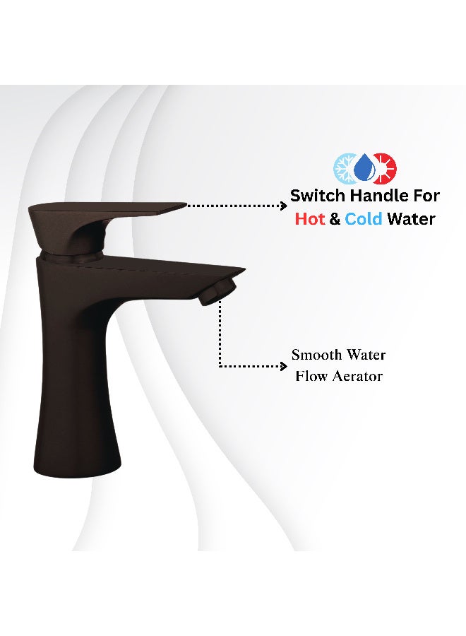 ITG Matte Black Bathroom Sink Faucet, Single Handle Basin Mixer Tap, Hot and Cold Water Mixer, Durable Brass, Anti-Rust, Modern Design, Long Lasting, 5-Year Warranty - Image 4